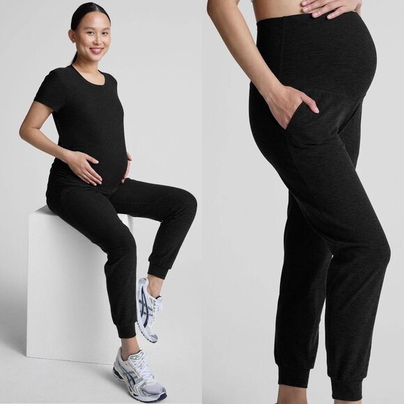 Beyond yoga Beyond the Bump Darkest Night Maternity Midi Jogger M 26899 - Picture 1 of 9